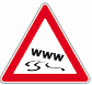 das Verkehrsschild Schleudergefahr im www als Symbol für einen Fehler